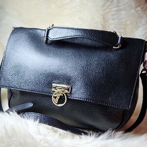 Versace Elegant Black Shoulder Bag with Gold Details